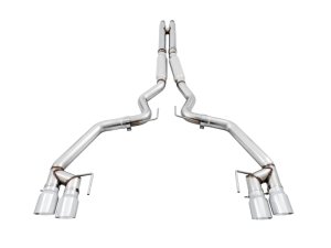 Ford Mustang Performance Exhaust - Rear - AWE Tuning - Cat-Back Track Edition (Quad Tips) - Chrome Silver - `18-`27